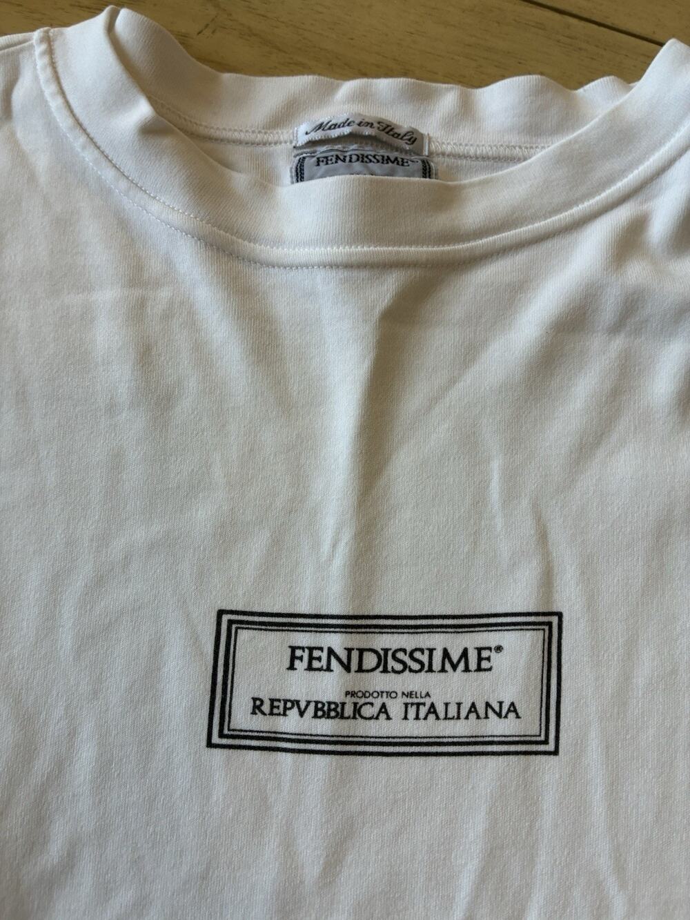 VTG 90s Fendissime Fendi Long Sleeve White LS T-Shirt Distress Deadstock Italy